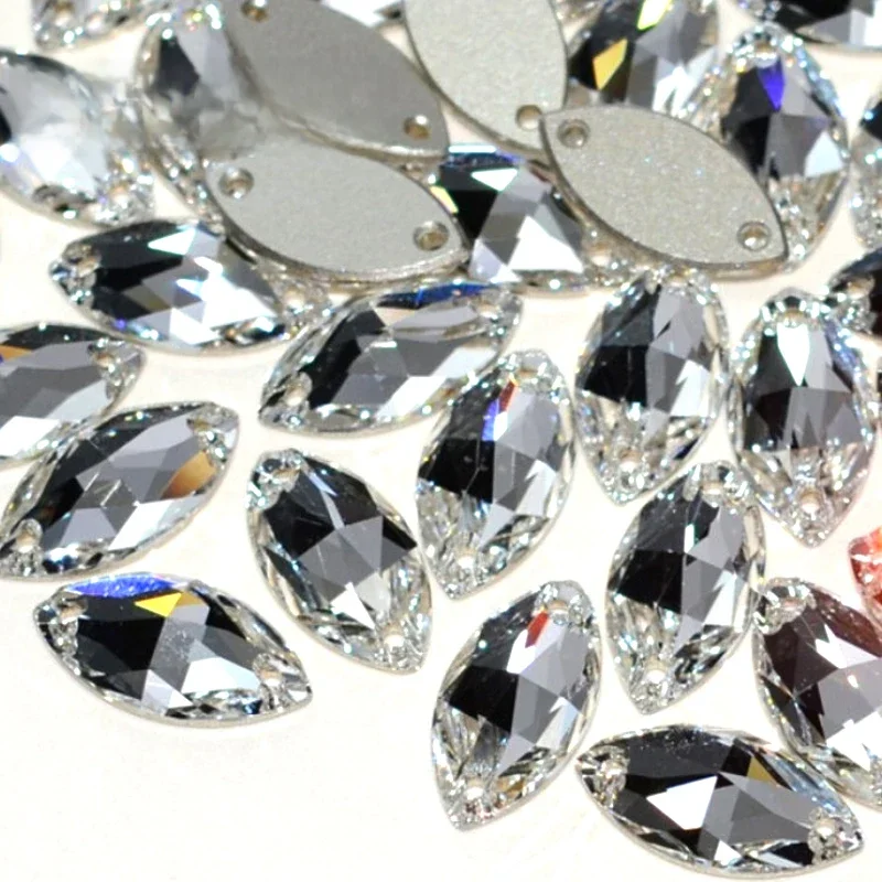 Klar 3223 Navette Alle größen AB Flache Rückseite Strass nähen auf Kristall Strass Zwei Löcher
