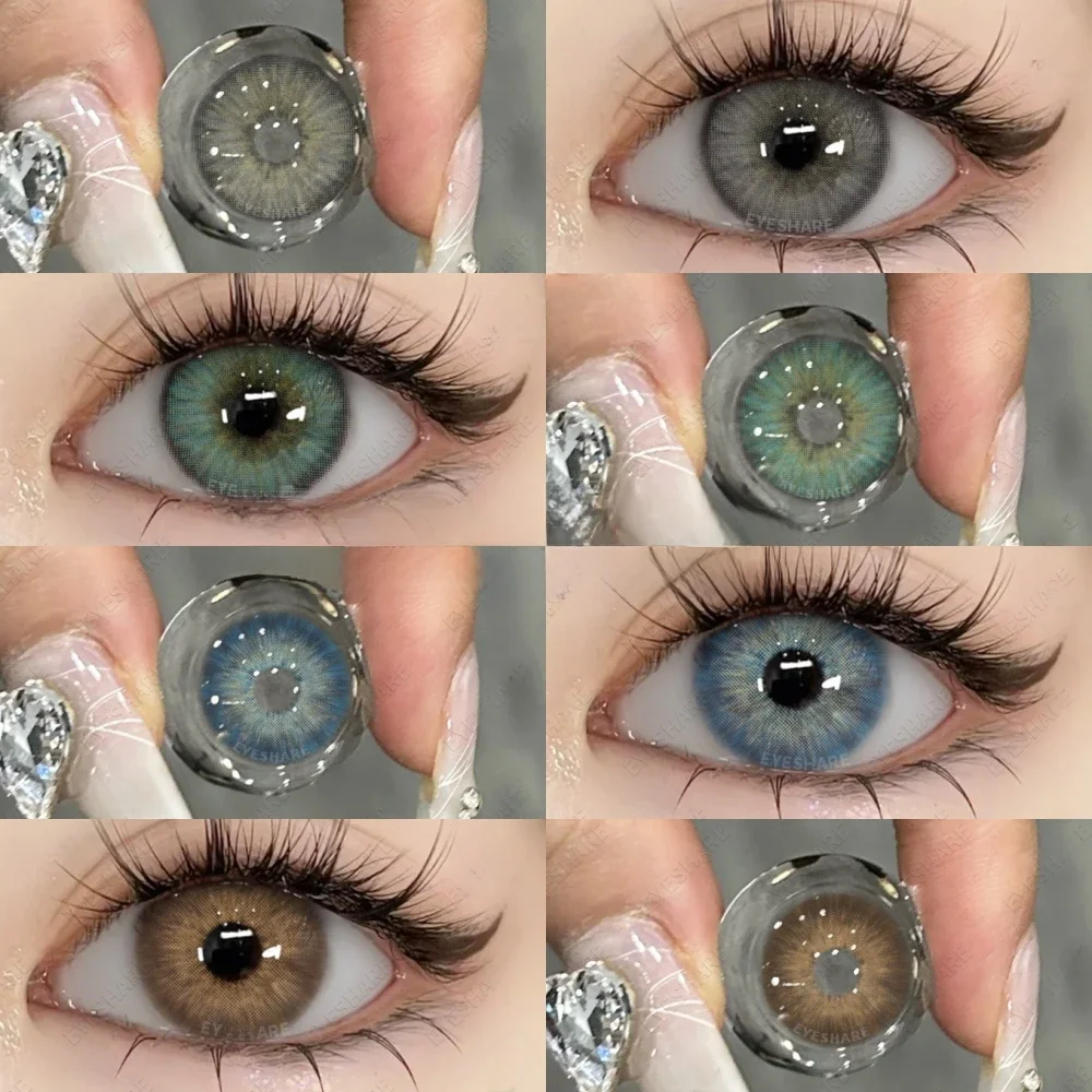 EYESHARE Farbige Kontaktlinsen mit Sehstärke, Myopie, blaue Linsen mit Grad, graue Pupillenlinse, braune Linsen, modisch, jährlich