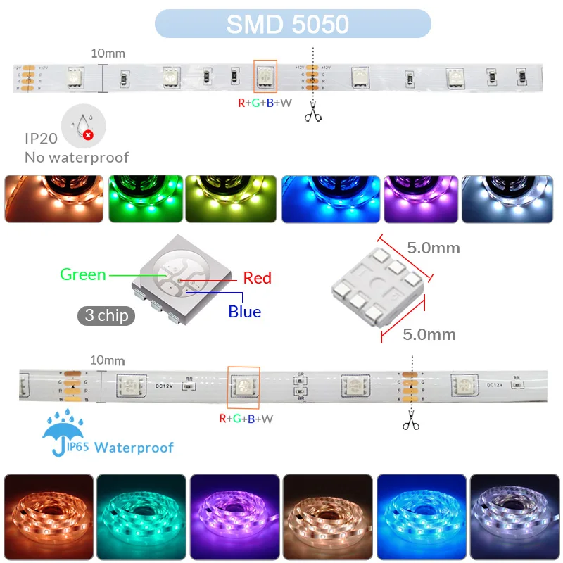 Imagem -02 - Smart Rgb Led Strip Lights para Decoração do Quarto Luz Flexível Luz de Fita Trabalhar com Alexa Controle de Voz Wifi dc 12v 5050 30m