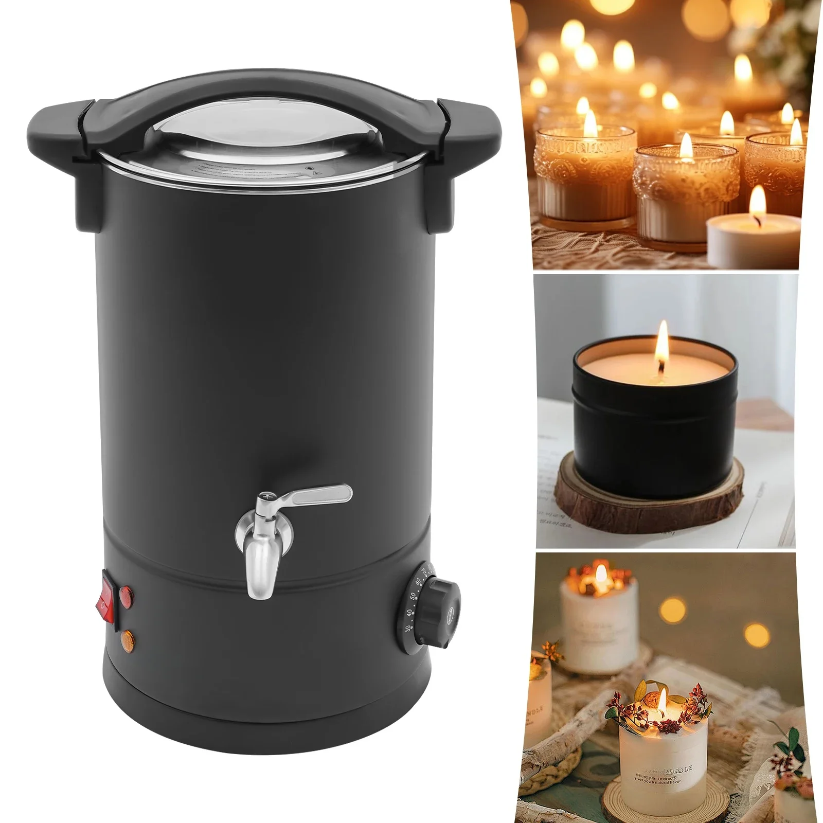8/10/12/15L Wax Smeltoven voor Kaarsen Maken Reparatie Grote Capaciteit Gemakkelijk te Gebruiken Schone Kaars Productie 30-110 ℃   1800W - afbeelding 2