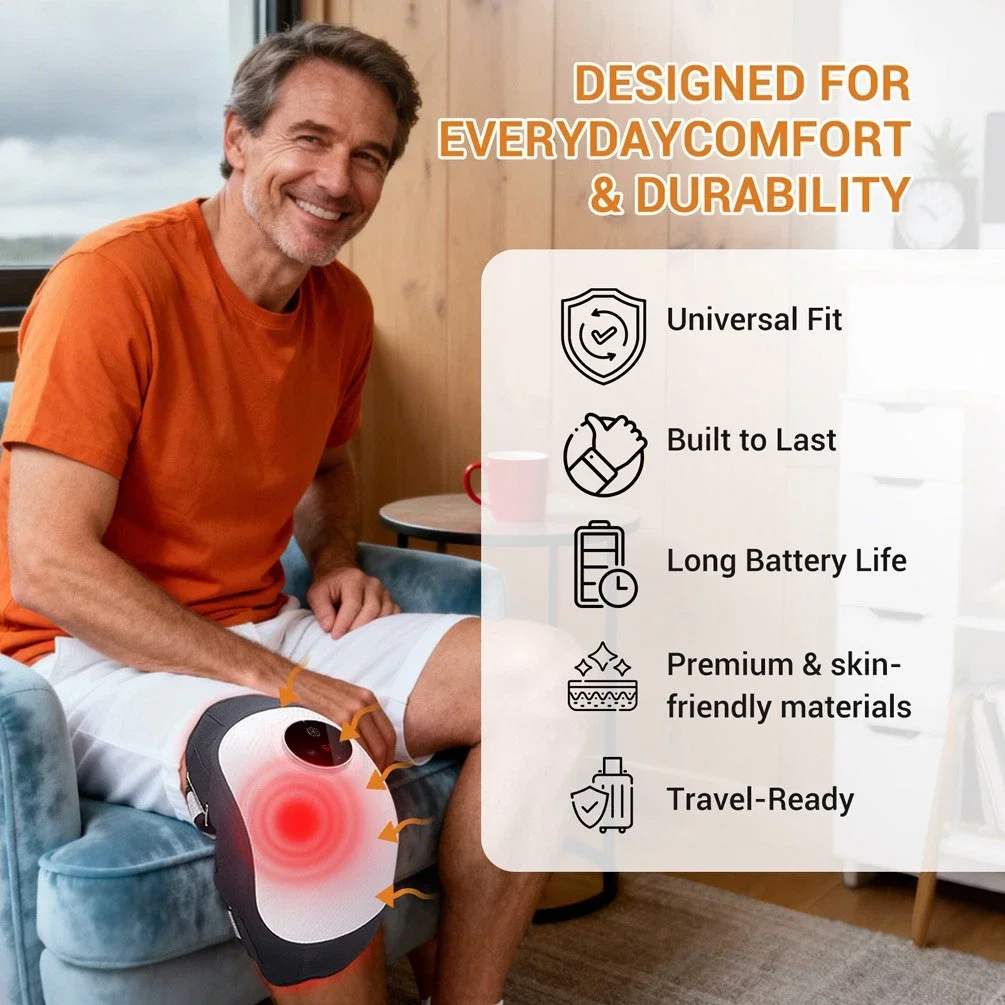 

ZJZK Cordless Knee Shoulder Massager Heat Vibration Red Light Therapy Pad Physiotherapy for Arthritis Joint Knee Pain Relief