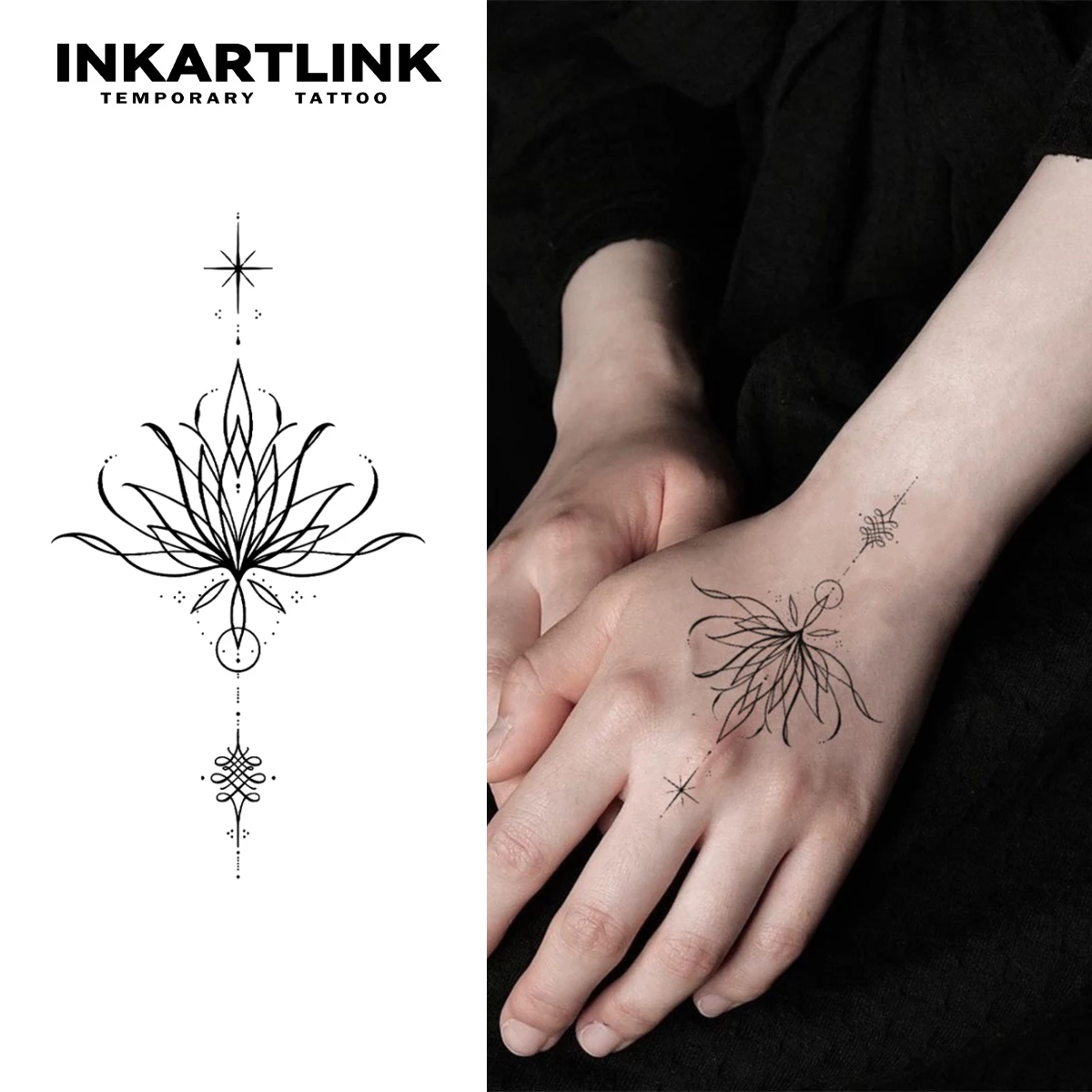 

Flower Temporary Tattoo,Lasts To 15 Days New Technology Magic Waterproof Semi Permanent Sticker.