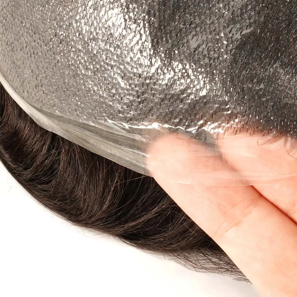 Men's Capillary Prothesis Mens Wig Male Nature Human Hair System 0.02-0.04mm V Looped Ultra Thin Skin Hair Replacement Toupee