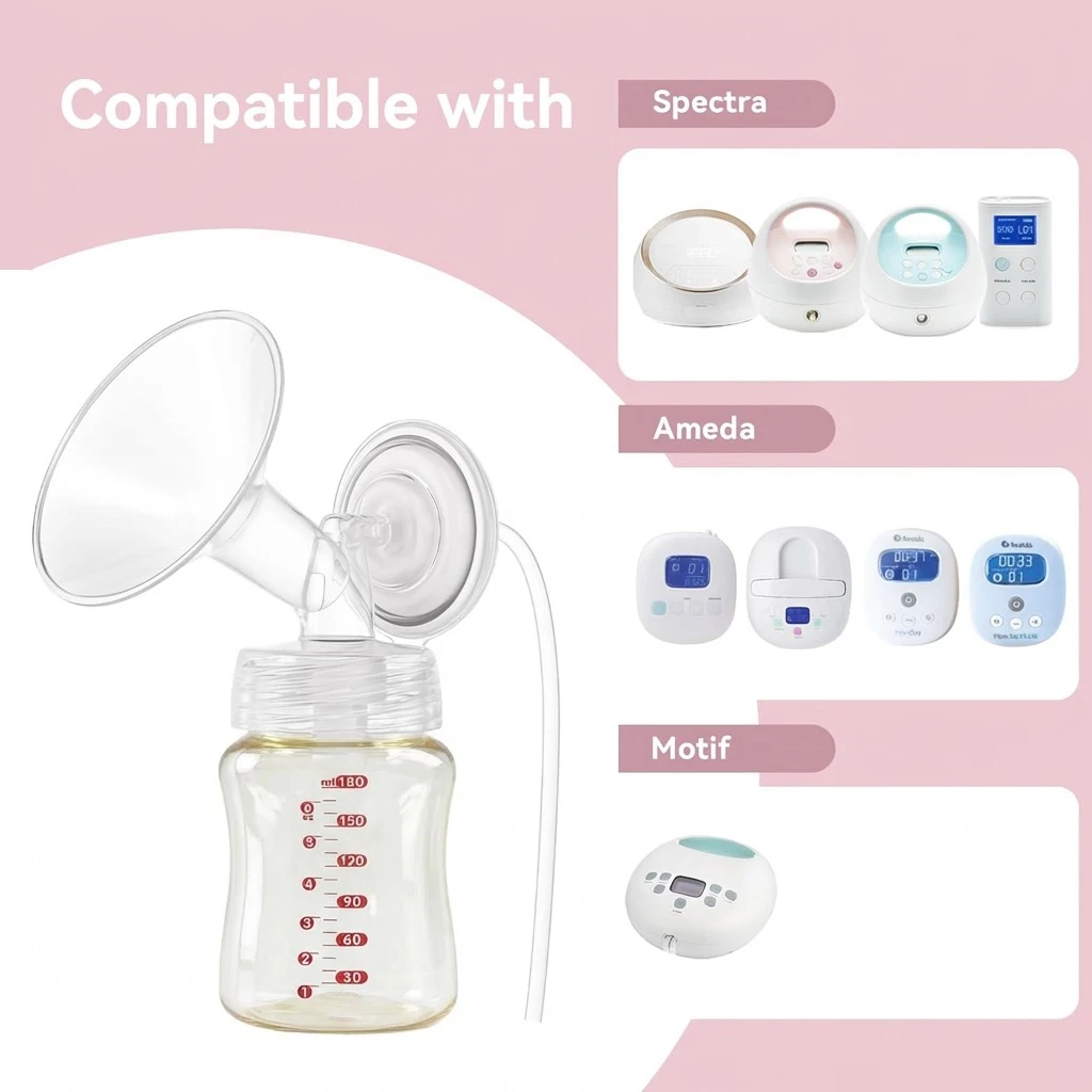 Replacement Pump Bottles for Spectra/Motif Luna/Most Wide-Mouth Flanges, S1 S2 Milk Storage Bottle for Pumping, PPSU, 6oz/180ml