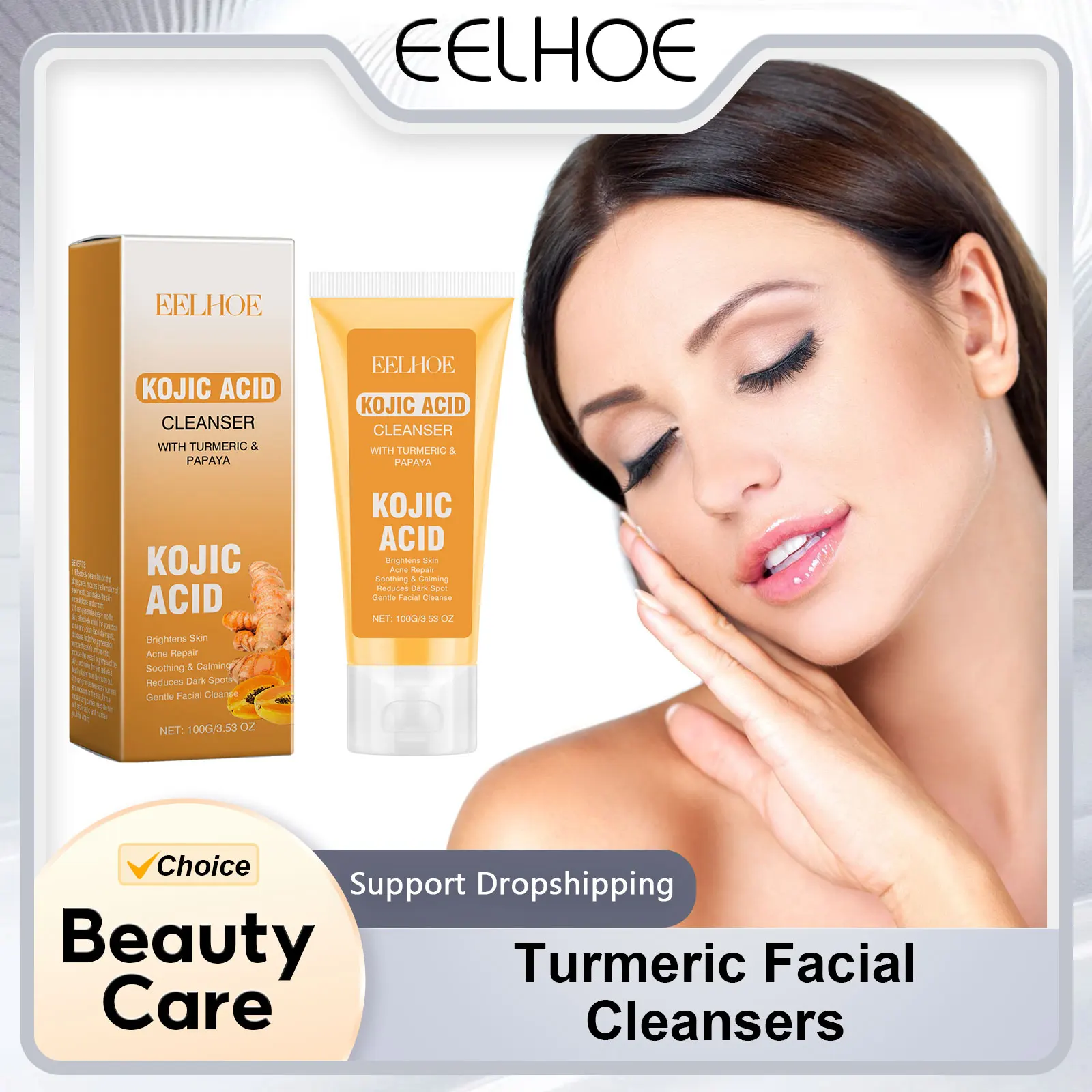 

Turmeric Facial Cleansers Deep Cleansing Face Cream Pore Cleaning Remove Blackheads Face Gentle Cleanser Refreshing Face Wash