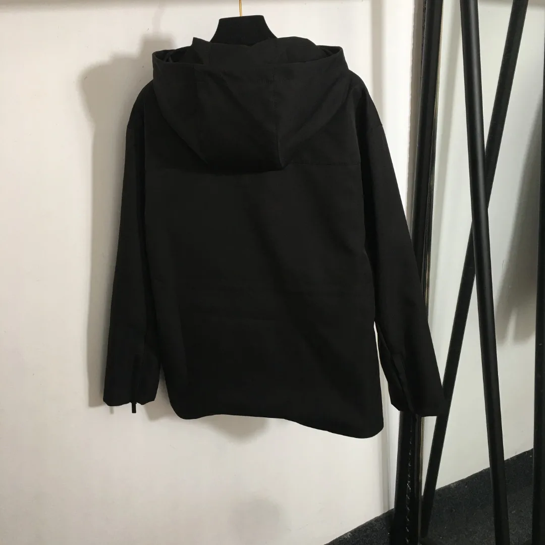 

Early Autumn New Waist Long Sleeve Hooded Two-color Fashion Loose Zipper Jacket