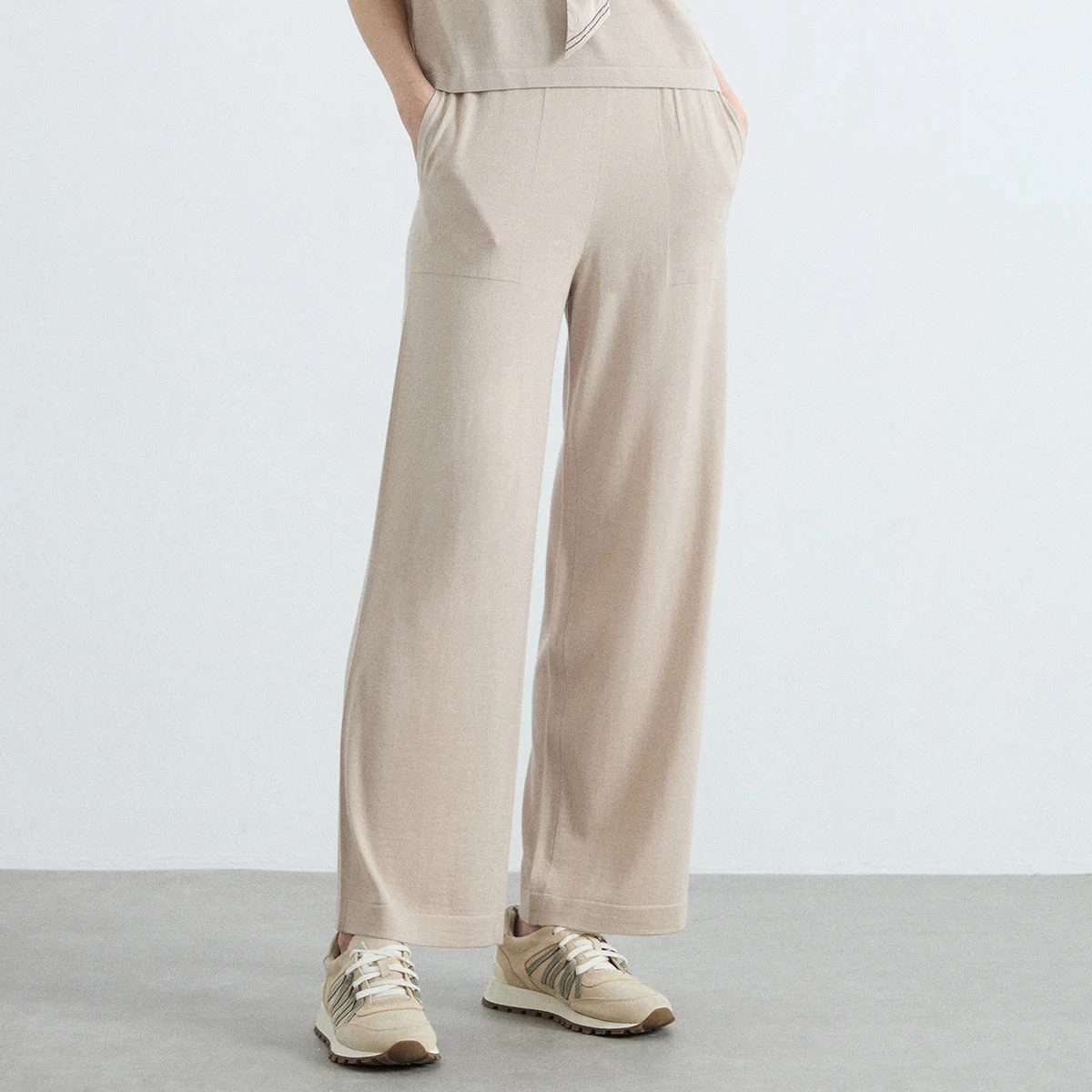 BC999 High Quality Luxury Women's Wear 30% Silk 70% Merino Wool Pants