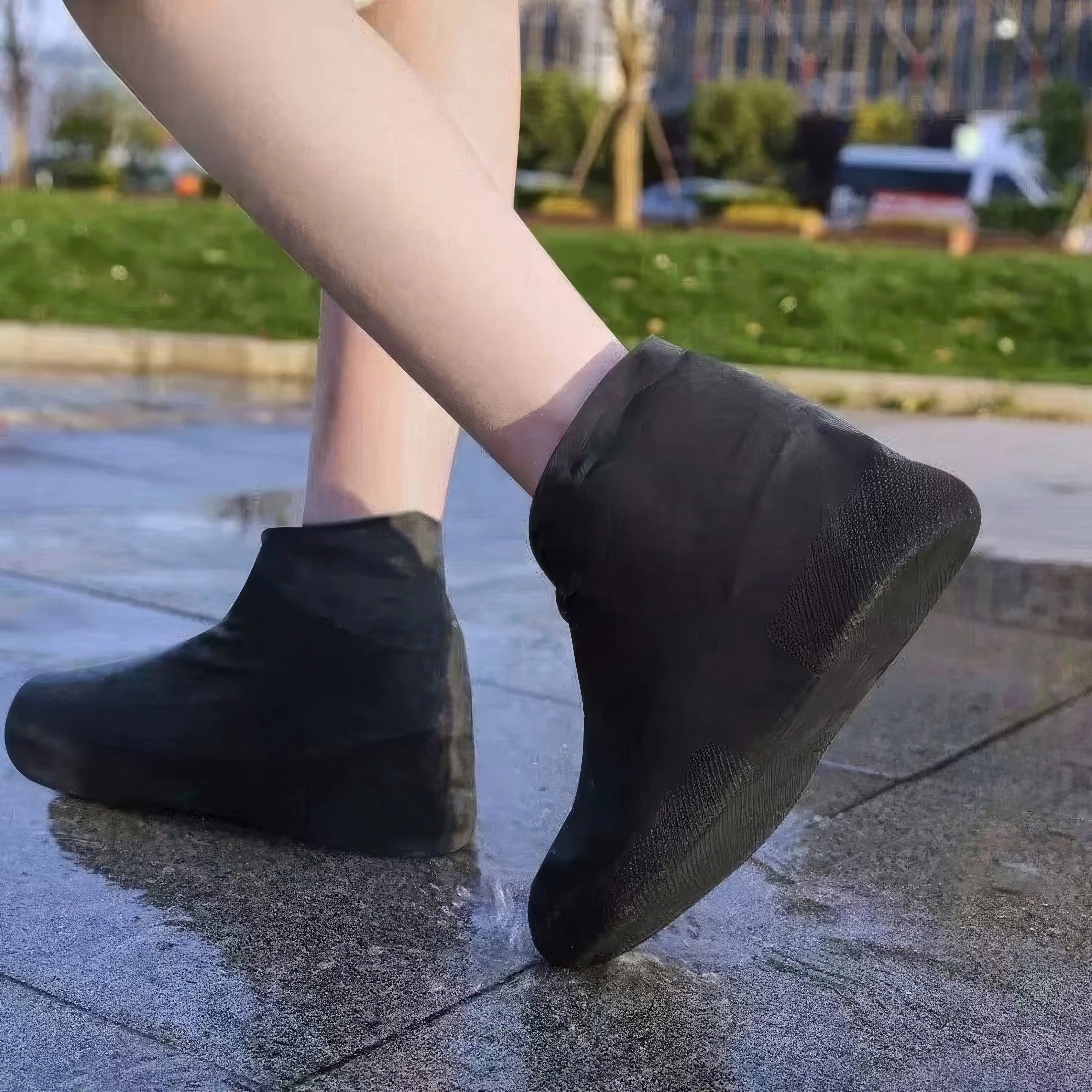 1 Latex Rain Boots Waterproof Shoe Cover Black, Waterproof Rain Boots, Durable, Elastic, Easy To Clean, All Year Round