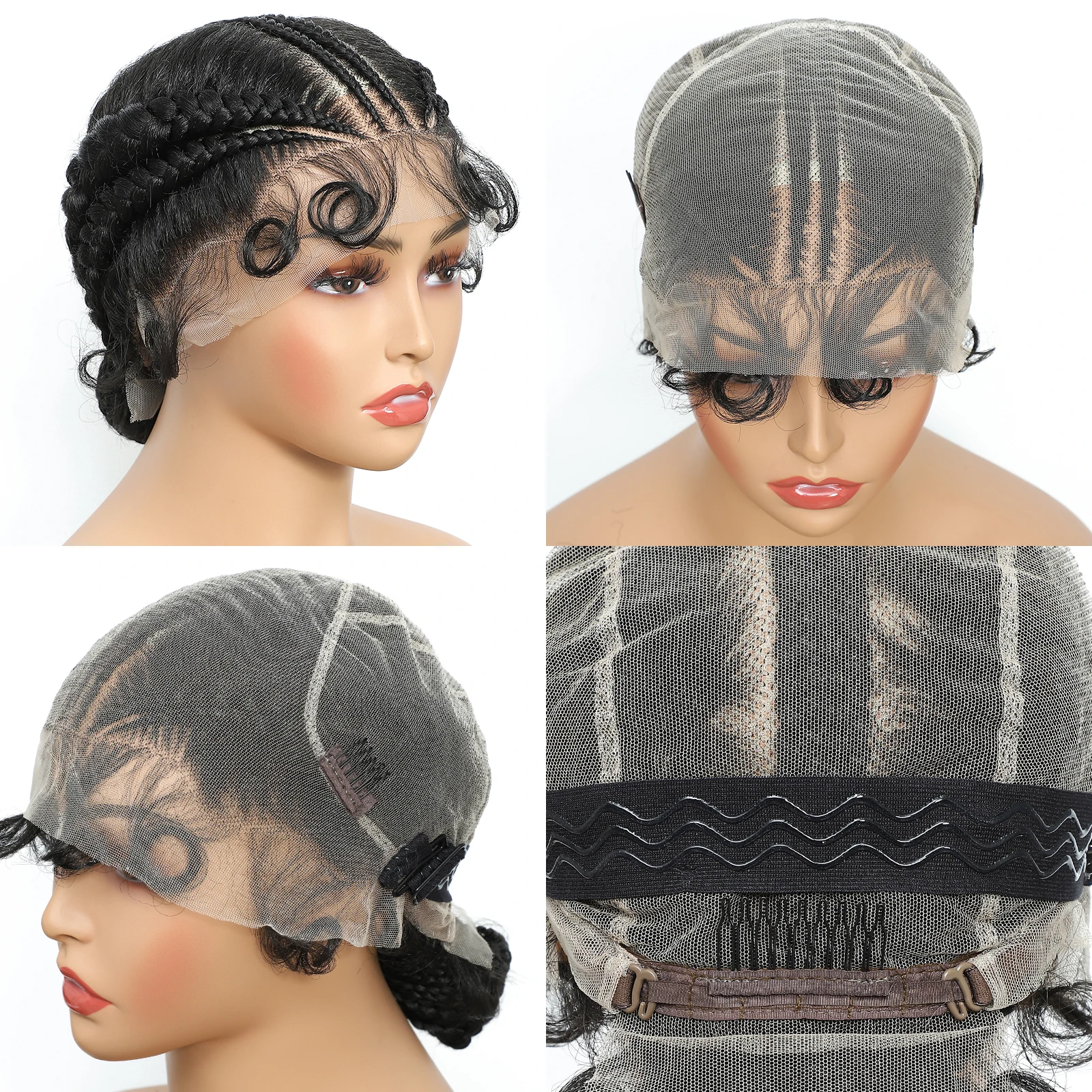 10 بوصة الاصطناعية الدانتيل الكامل اليدوية Knotless الضفائر كعكة ذيل حصان منخفضة يمكن اكتشفها Knotless الضفائر الباروكات للنساء السود