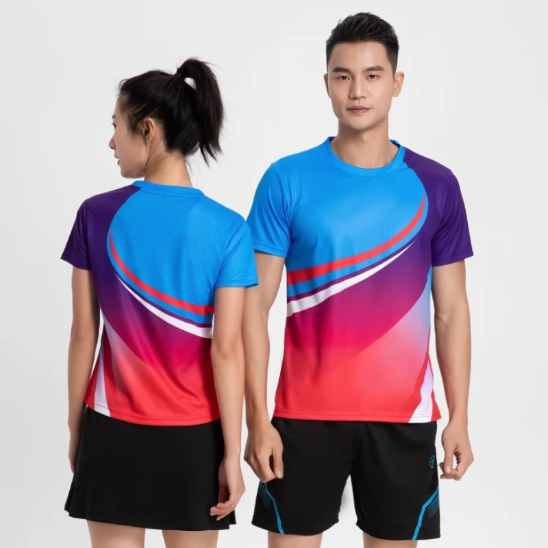 Men Women Badminton T-shirts Shorts Tennis Series 3D Printed  Quick-Drying Set Short Sleeved Round Neck Game Competition Clothes