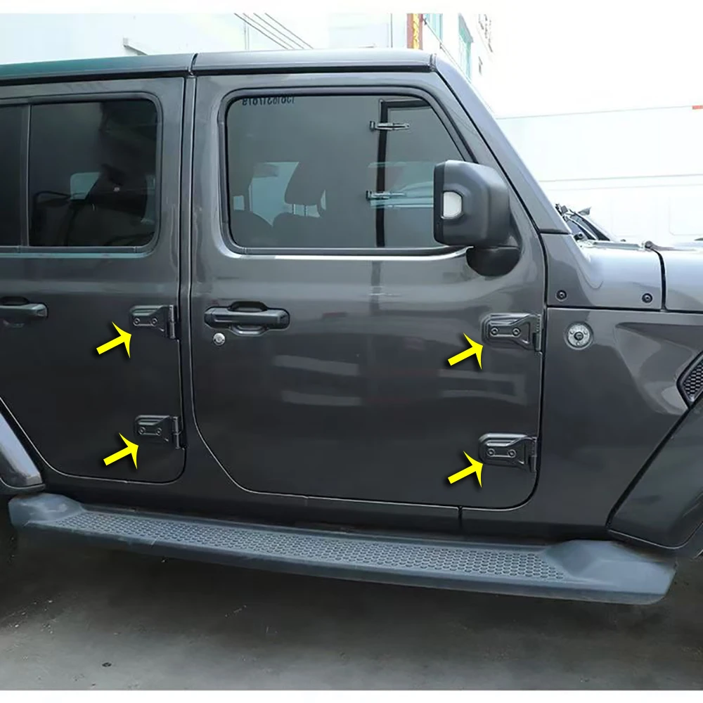 Lantsun JL1237 Hinge Aluminum Alloy Original Door Hinge 1-kit 8pc Cover Trim for Jeep for Wrangler JL2018+