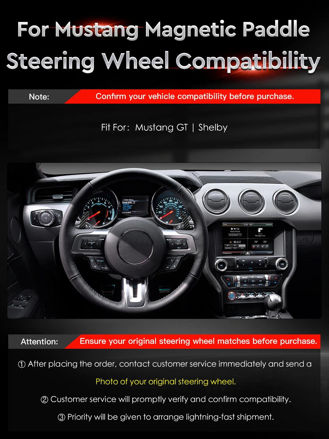 TDD Fif for Mustang GT Shelby Colored Aluminum Alloy Magnetic Shift Paddles Magnetic Attraction Function Car Accessories