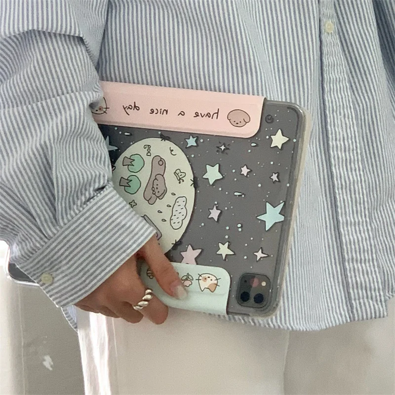 Чехол с милыми полосками и звездами из мультфильма для Apple iPad Air 2024 13 дюймов Pro 11 дюймов 12,9 дюймов Air 5/4 10,9 10th 7/8/9 10,2 дюйма, чехлы-чехлы