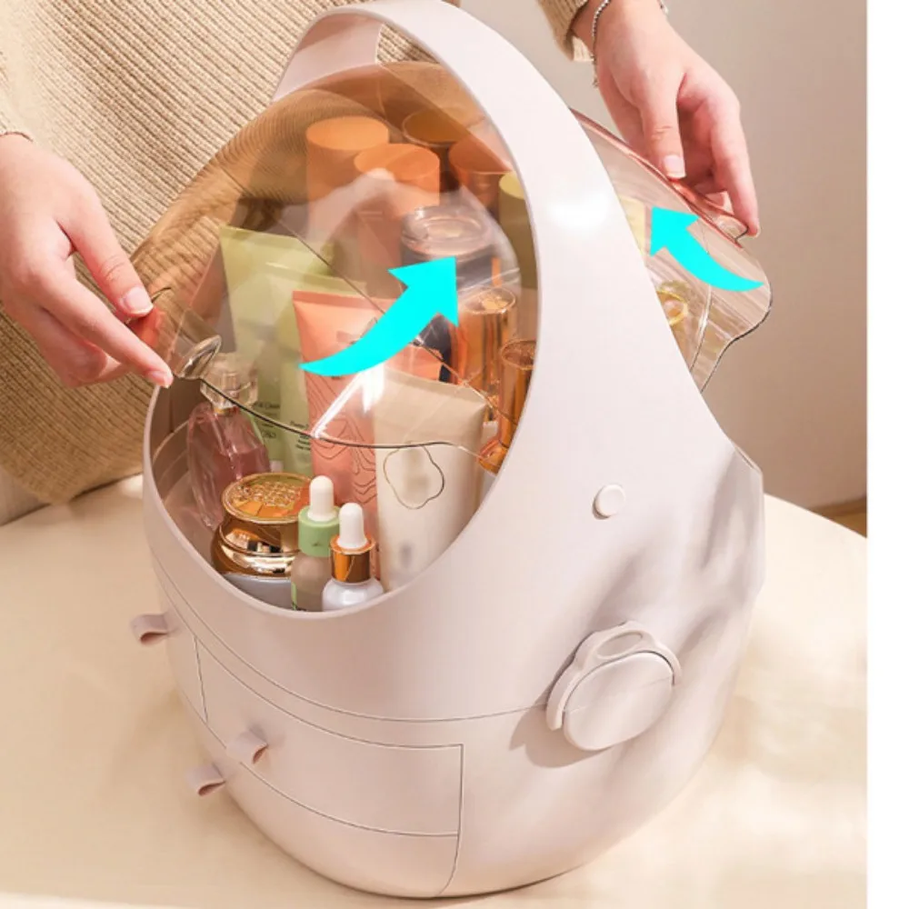 

Pink Waterproof Dust Proof Cosmetic Storage Box it in the bedroom bathroom dressing room for sister girlfriend wife on Christmas