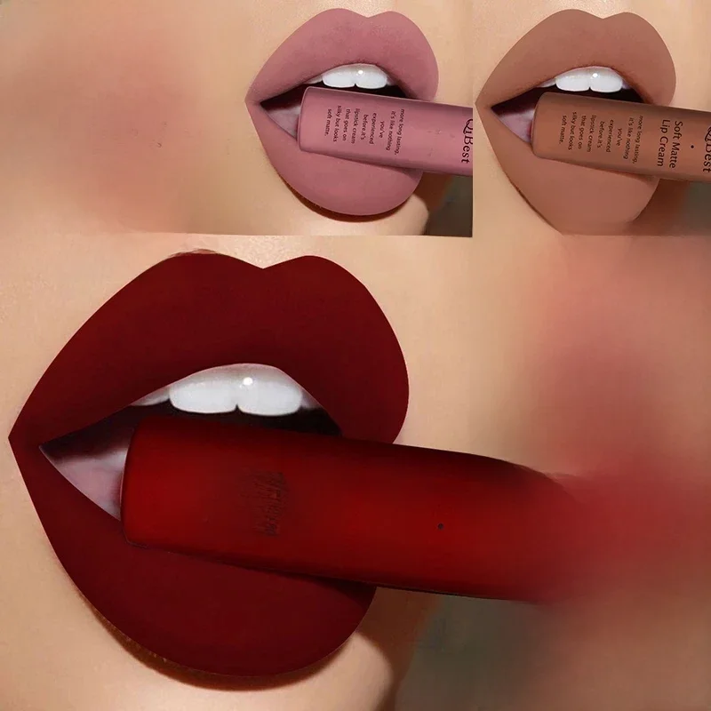 Qibest Marke 34 Farben wasserdicht matt nackt Lippenstift Lipkit Pigment dunkelrot schwarz lang