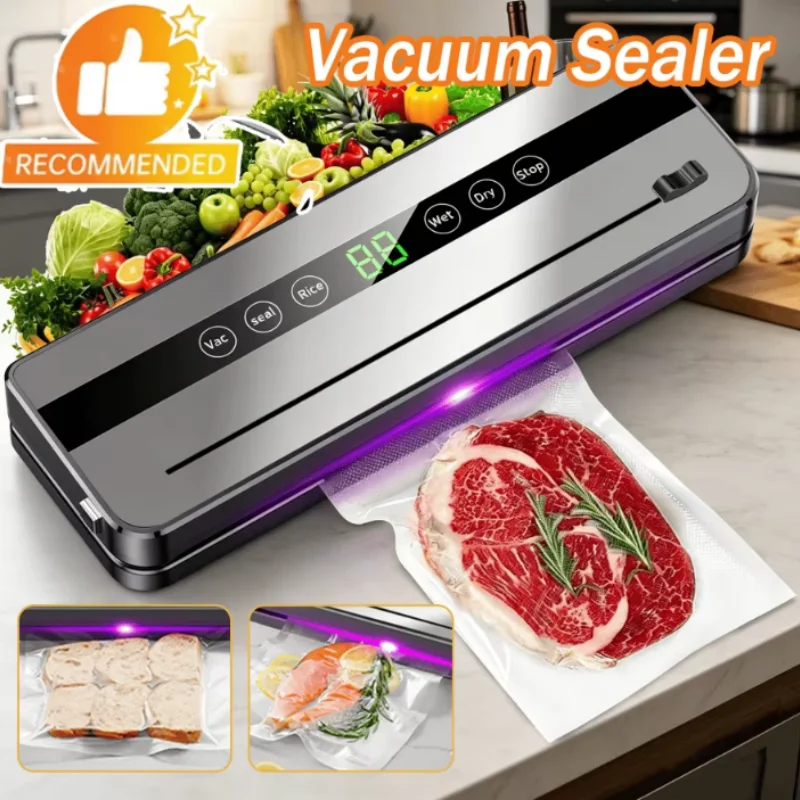 Máquina de vacío para alimentos, selladora de vacío compacta para entrega de alimentos, automática, para cocina doméstica