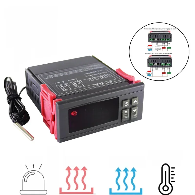 STC 1000 12V 24V 220V régulateur de température numérique Thermostat thermorégulateur incubateur relais LED 10A chauffage refroidissement STC-1000