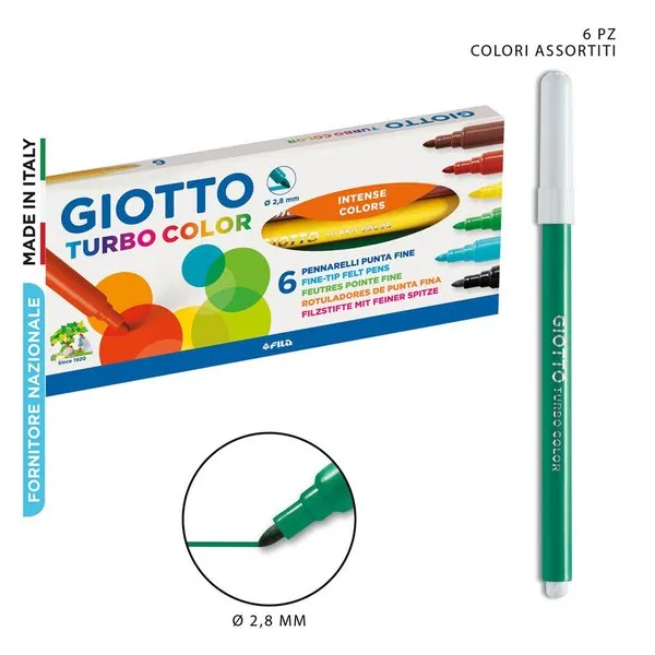 GIOTTO Turbo Color 6/12/24/36 Stiften – Fijne punt gekleurde stiften, 2,8 mm, diverse rijke kleuren – FILA