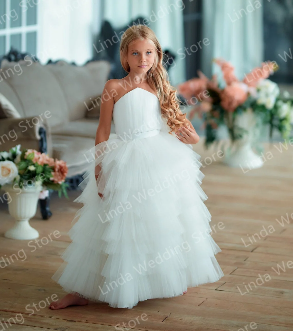 Wit Corset Bloem Meisje Jurken Voor Wedding Boho Tulle Nest Kinderen Peuter Pageant Jurk Voor Photoshoot Eerste Communie Jurk