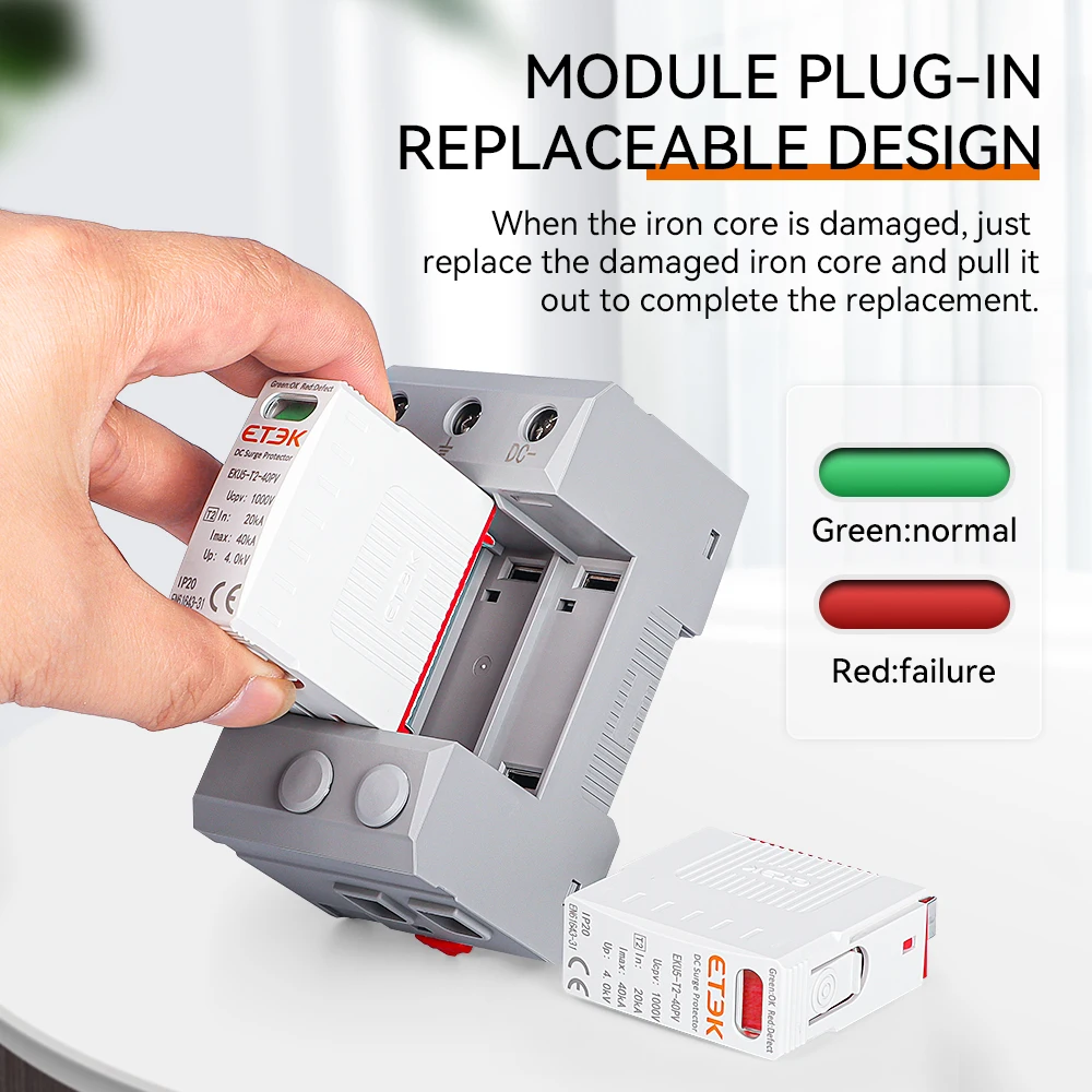 Imagem -04 - Dispositivo Protetor do Impulso da Casa de Etek Protetor Prendedor tipo t2 Spd C.a. 4p 20ka40ka 3p Mais Npe 275v Eku5-t2403pn275