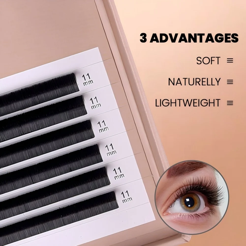 FÉMICA Flat Individual Eyelash Extensions Split Tips Super Soft Classic False Eyelashes Beauty Supplies for Eye Enhancements