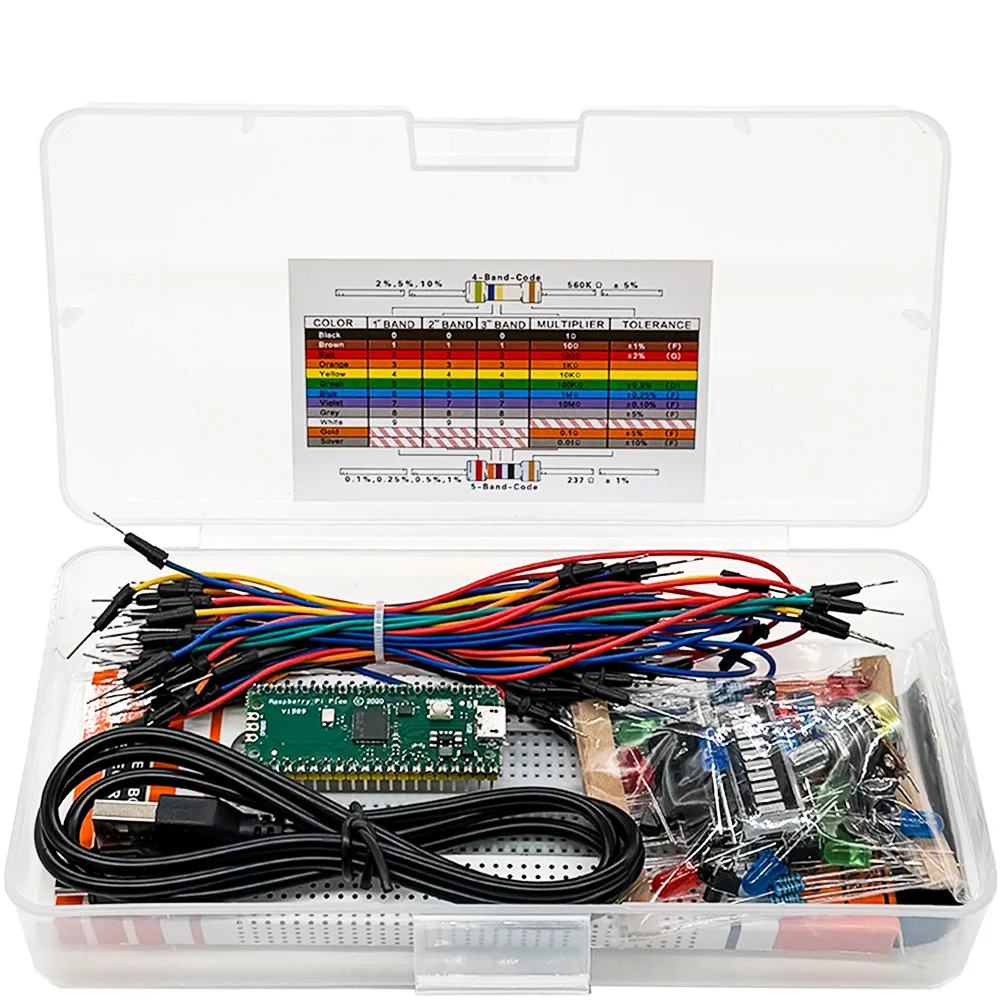 Electronics Starter Kit for Raspberry Pi Pico, Dual-Core Arm Cortex-M0+ Microcontroller, Supports Python and C Programming