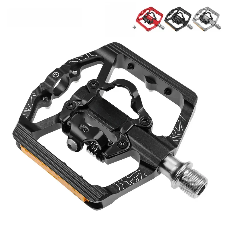 AliExpress MZYRH Reflective Two Usages Bicycle Pedal 2 In 1 With Free Cleat For SPD System MTB Aluminum Anti-slip Sealed Bearing Lock Accessories