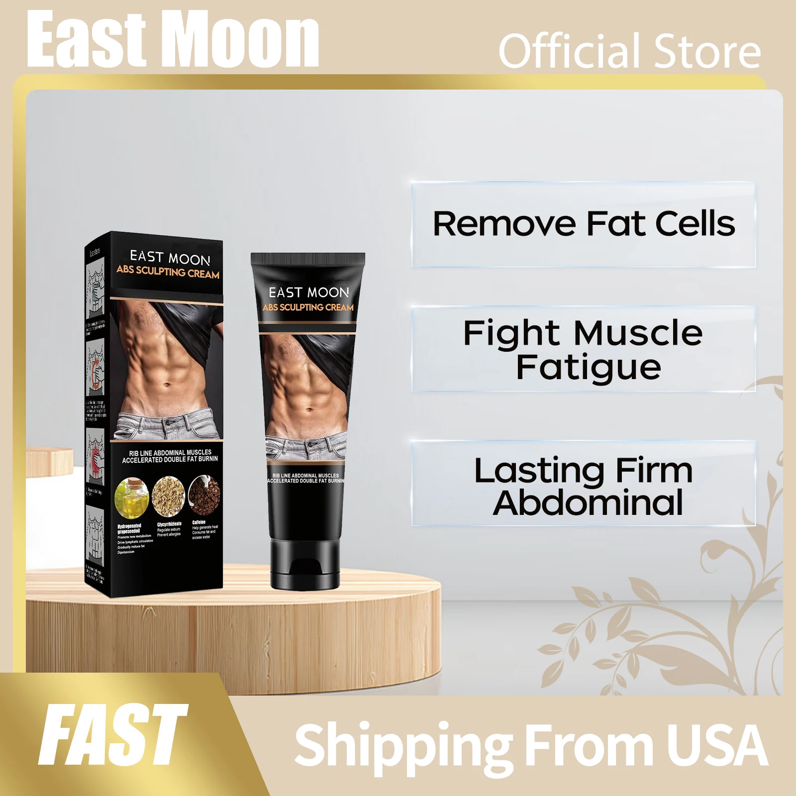 

East Moon Grape Seed Oil Men Abdominal Shaping Cream Firming Muscles Burning Fat Reduce Calories Sculpting Body Abdominal Creams