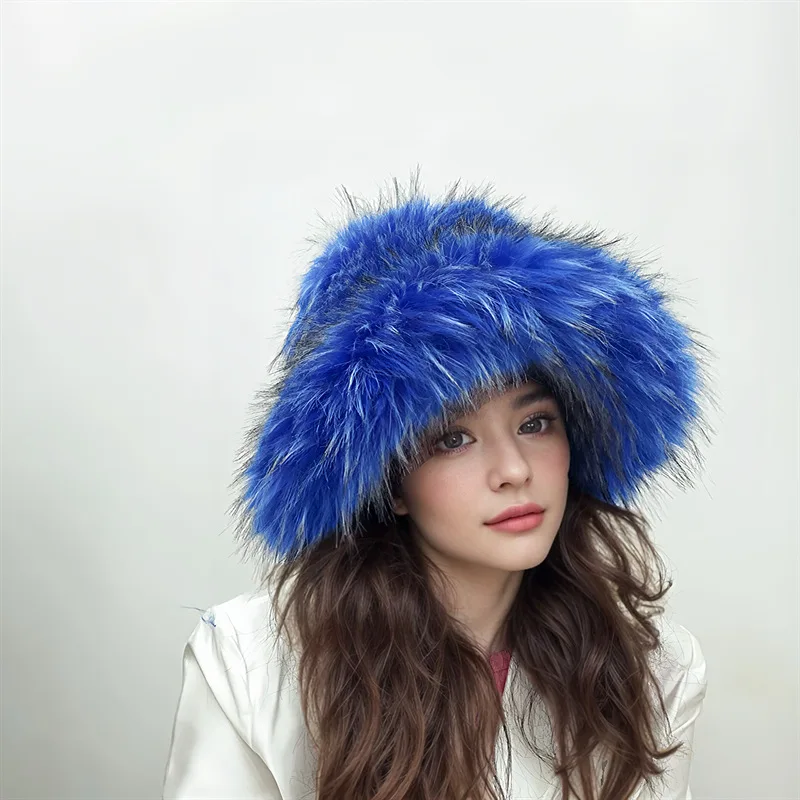 Fur Bucket Hat Hot Warm and Imitation Fur Thickened Autumn Winter hat Personality babes style Hats for women Bracer Plush 겨울모자