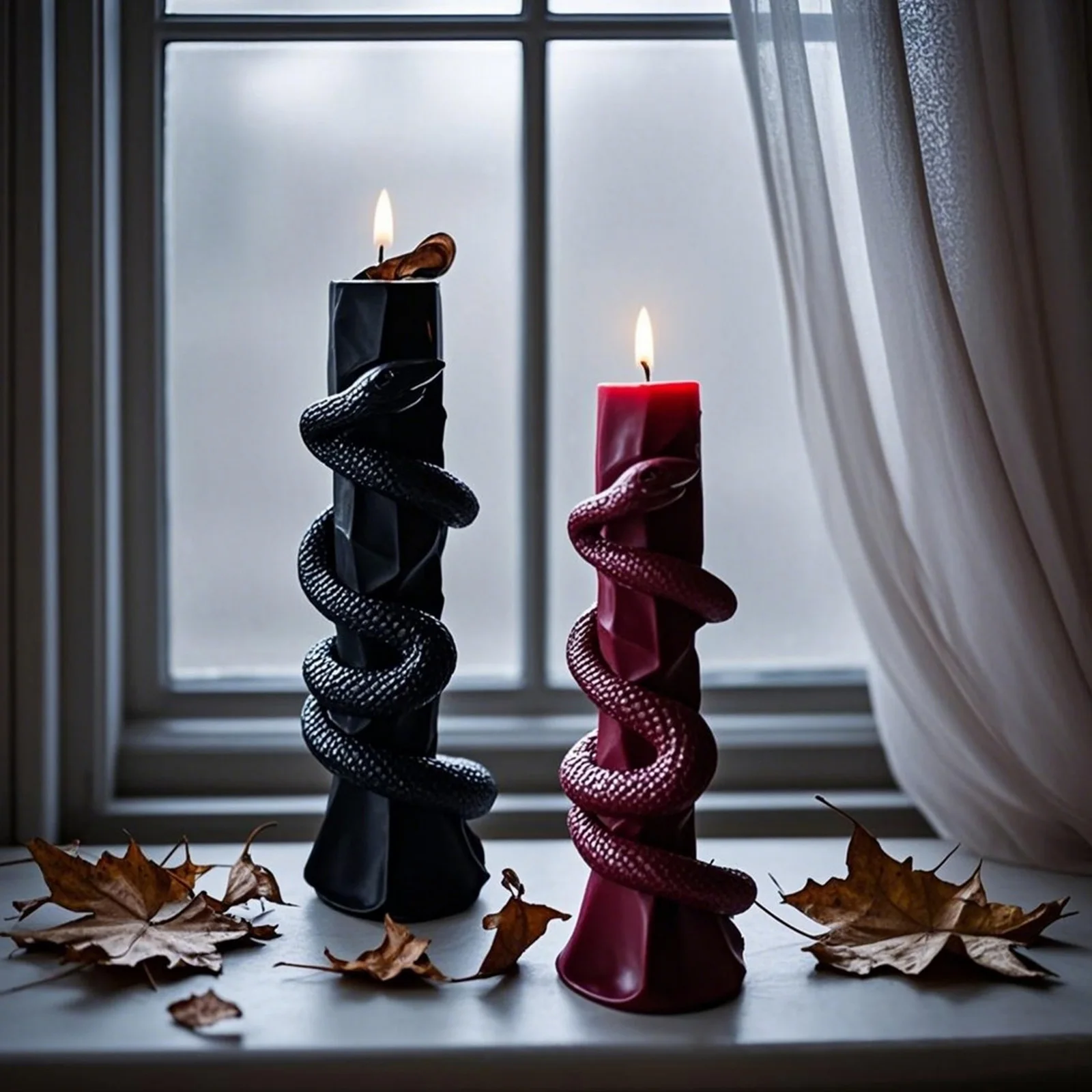 

Halloween Snake Shape Scented Candle Good Smell Vintage Spiral Snake Pillar Candle Gothic Home Décor, Spooky Festival Decoration