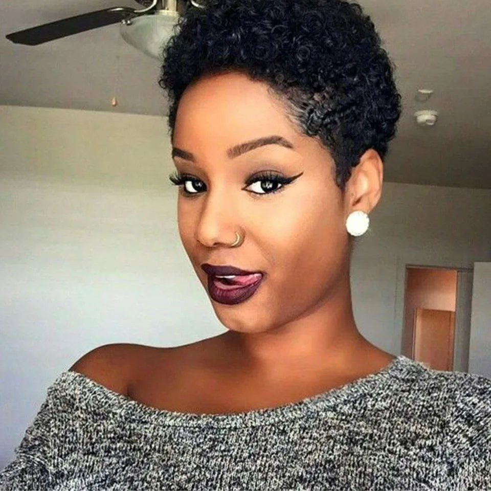 

Pixie Cut Short Curly Human Hair Wigs For Black Women Remy Brazilian Hair Colored Human Hair Wig Jerry Curl Short Human Hair Wig