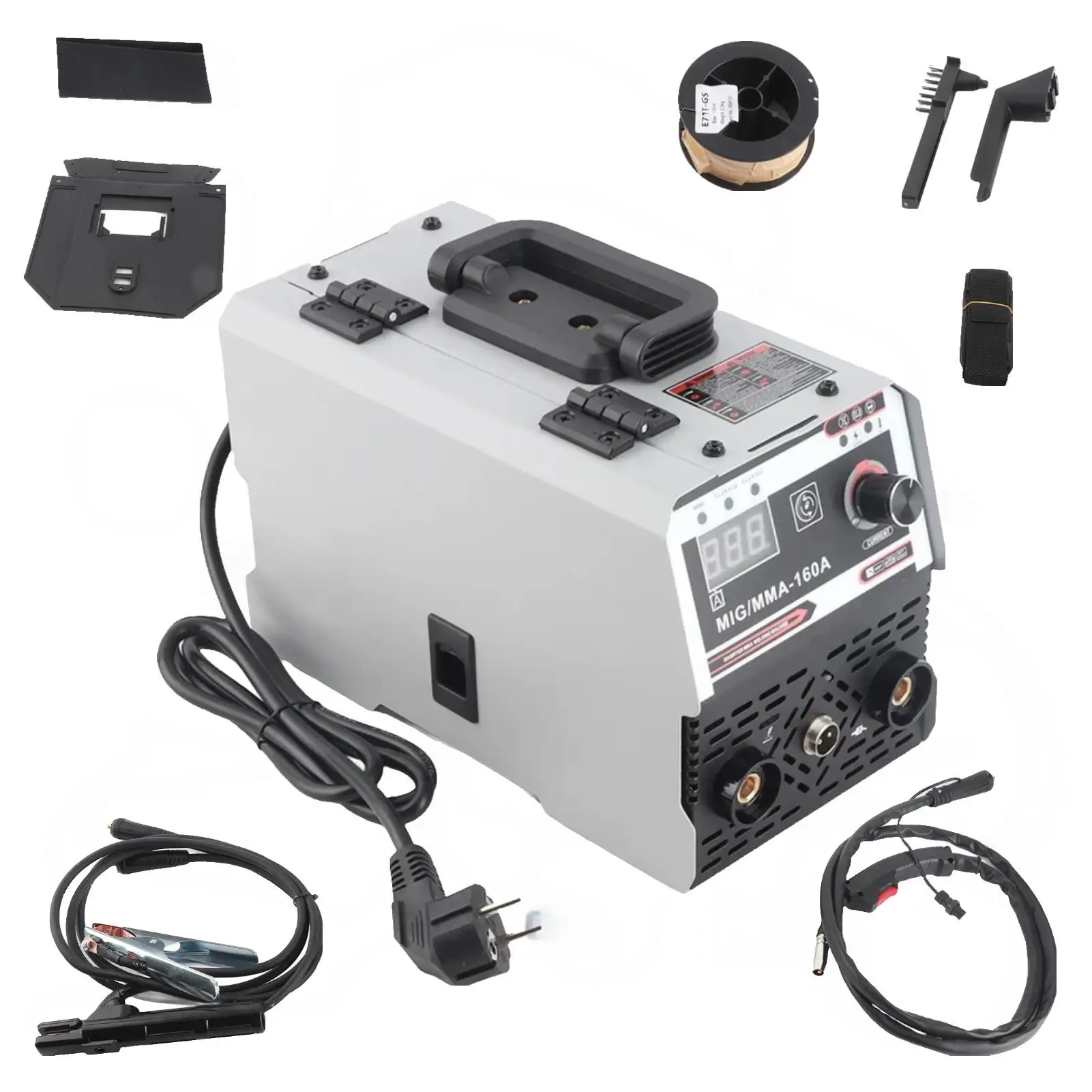 Soudeuse à Inverter 2-en-1 MIG/MMA IGBT à Gaz Protecteur 120A DC 220V avec Alimentation Automatique du Fil pour Soudage Acier, Aluminium et Outils Métalliques