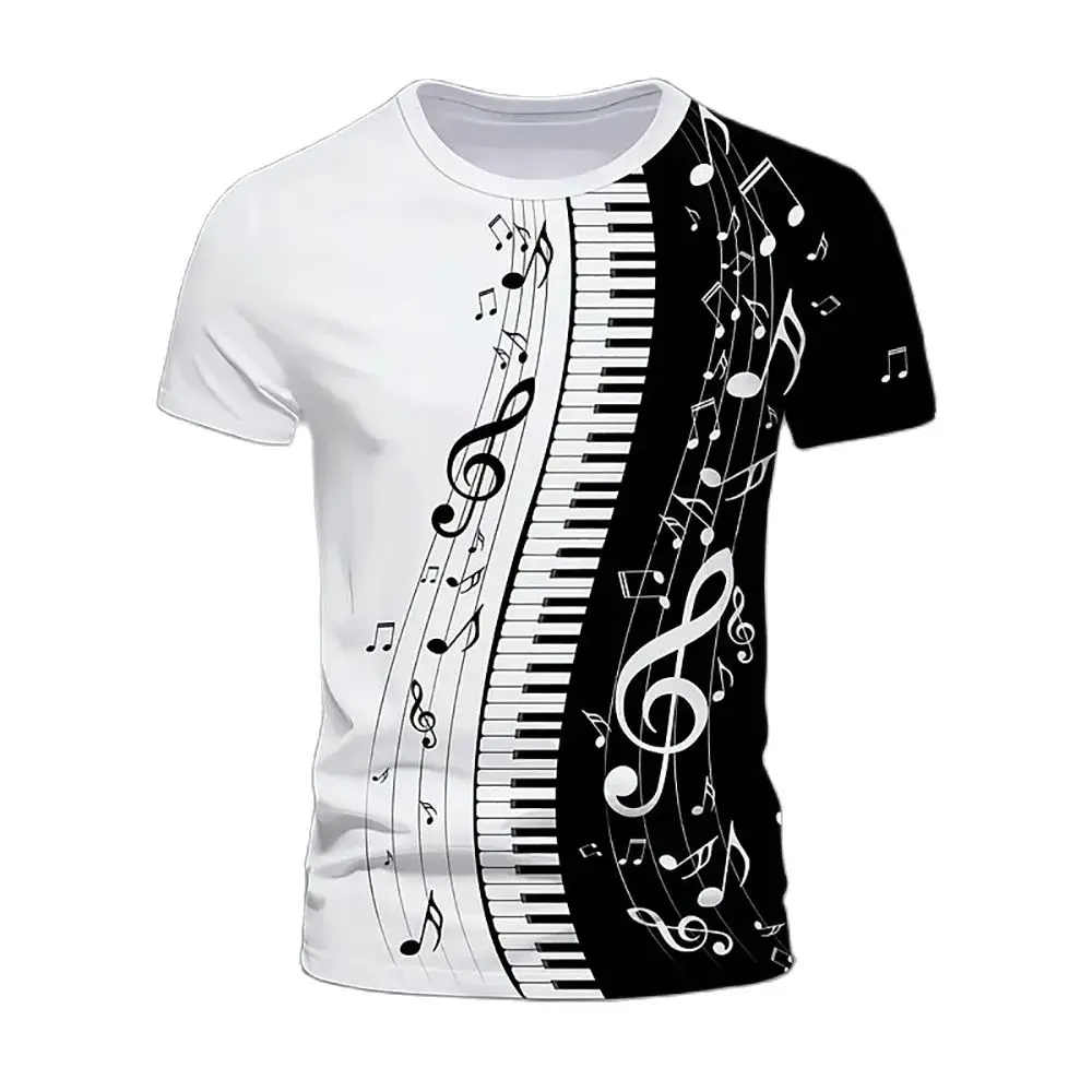 Summer T-Shirts Piano Musical Note 3D Print Streetwear Boys Grils Fashion Oversized Short Sleeve T Shirt Kids Tees Tops Clothing