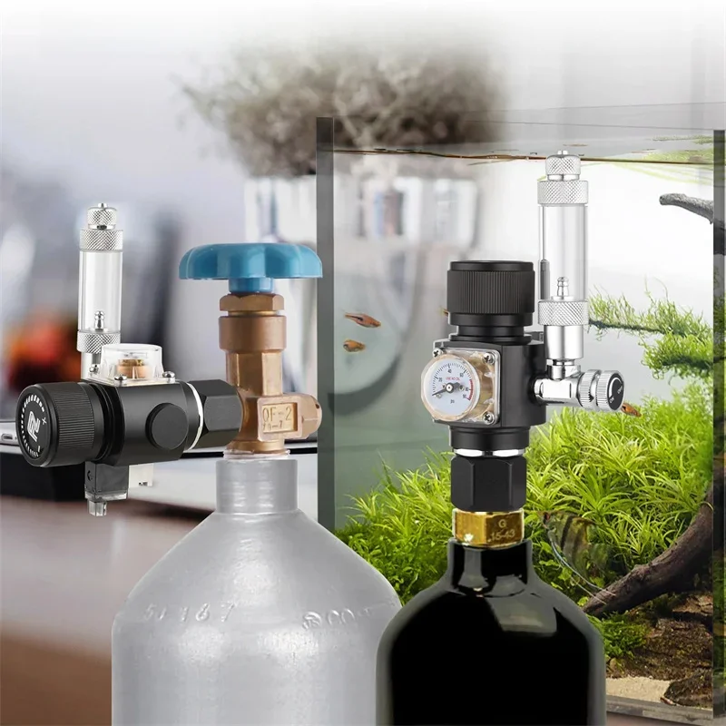Fzone Mini dwustopniowy Regulator Co2 zawór elektromagnetyczny akwarium akwarium licznik babelków akcesoria wędkarskie reduktor dwutlenku węgla — zdjęcie 2