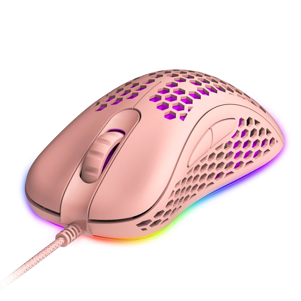 Apco A800 3389 super lightweight RGB gaming mouse pink