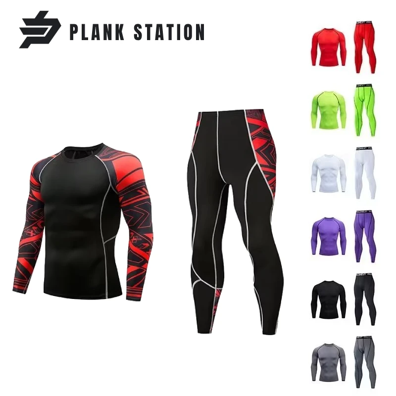 

Sports Compression Suits Running Fitness Cycling Hiking Set Long Sleeve Shirt Pants Outdoor Sportwear Autumn Winter Spring