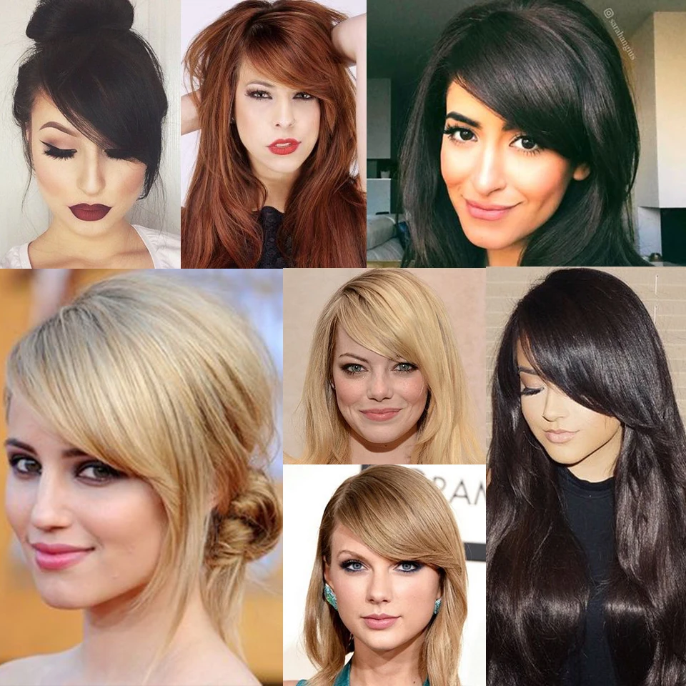 LUPU syntetyczne boczne grzywki spinka do przedłużania włosów w grzywce Ombre brązowe blond fałszywe Fringe Hairpiece wysokiej temperatury sztuczne