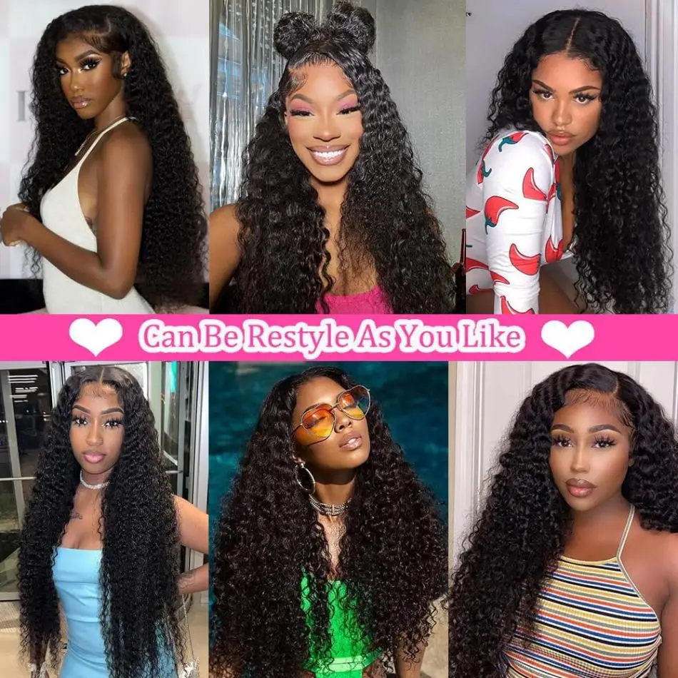 Lace Frontal wig 13x6 HD Transparent Curly Human Hair 100% Natural 30 40 Inch Deep Wave Brazilian Wigs For Women Choice Full End