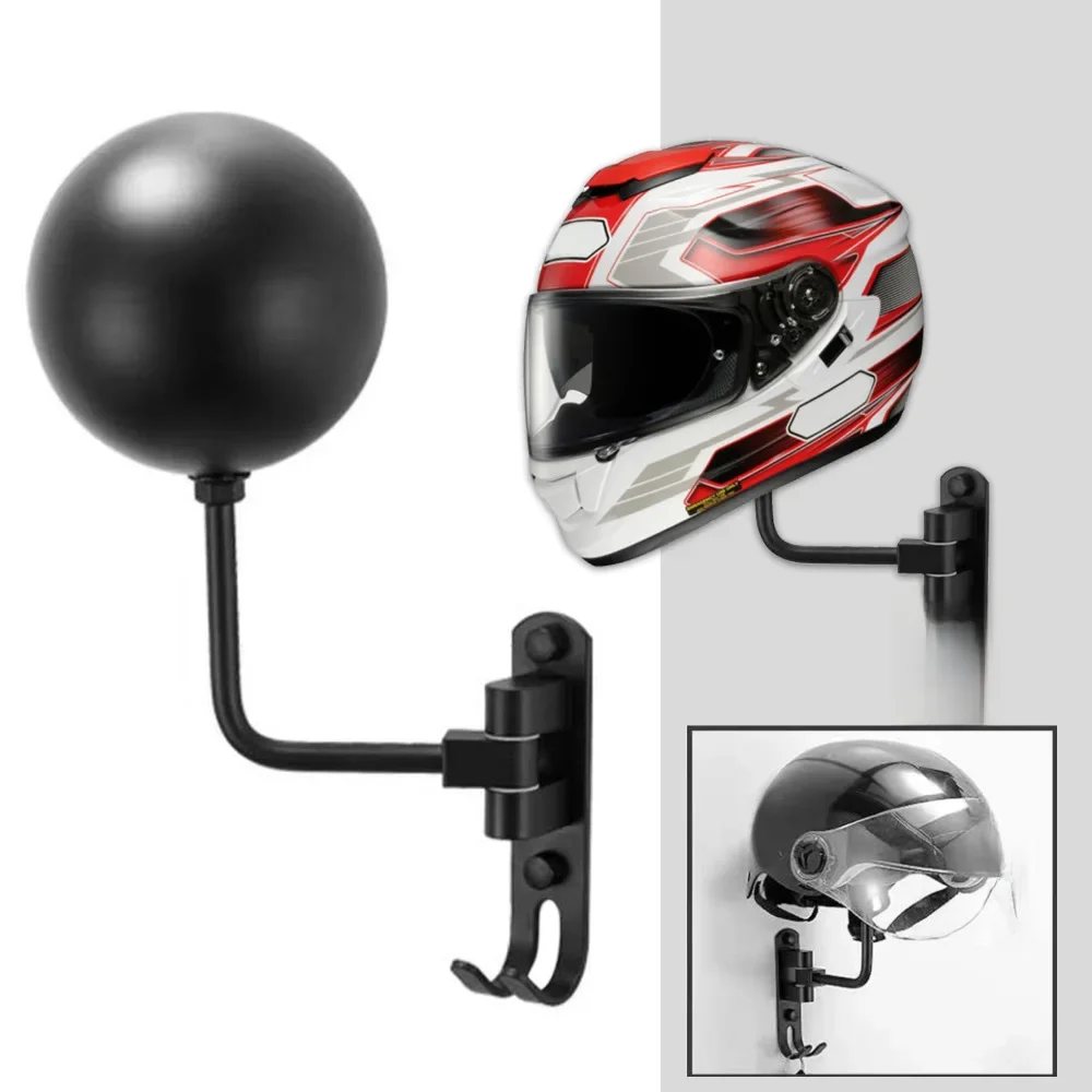 AliExpress Motorcycle Helmet Rack Wall-Mount Helmet Display Holder with Hook 180° Rotation Bike Helmet Hanger