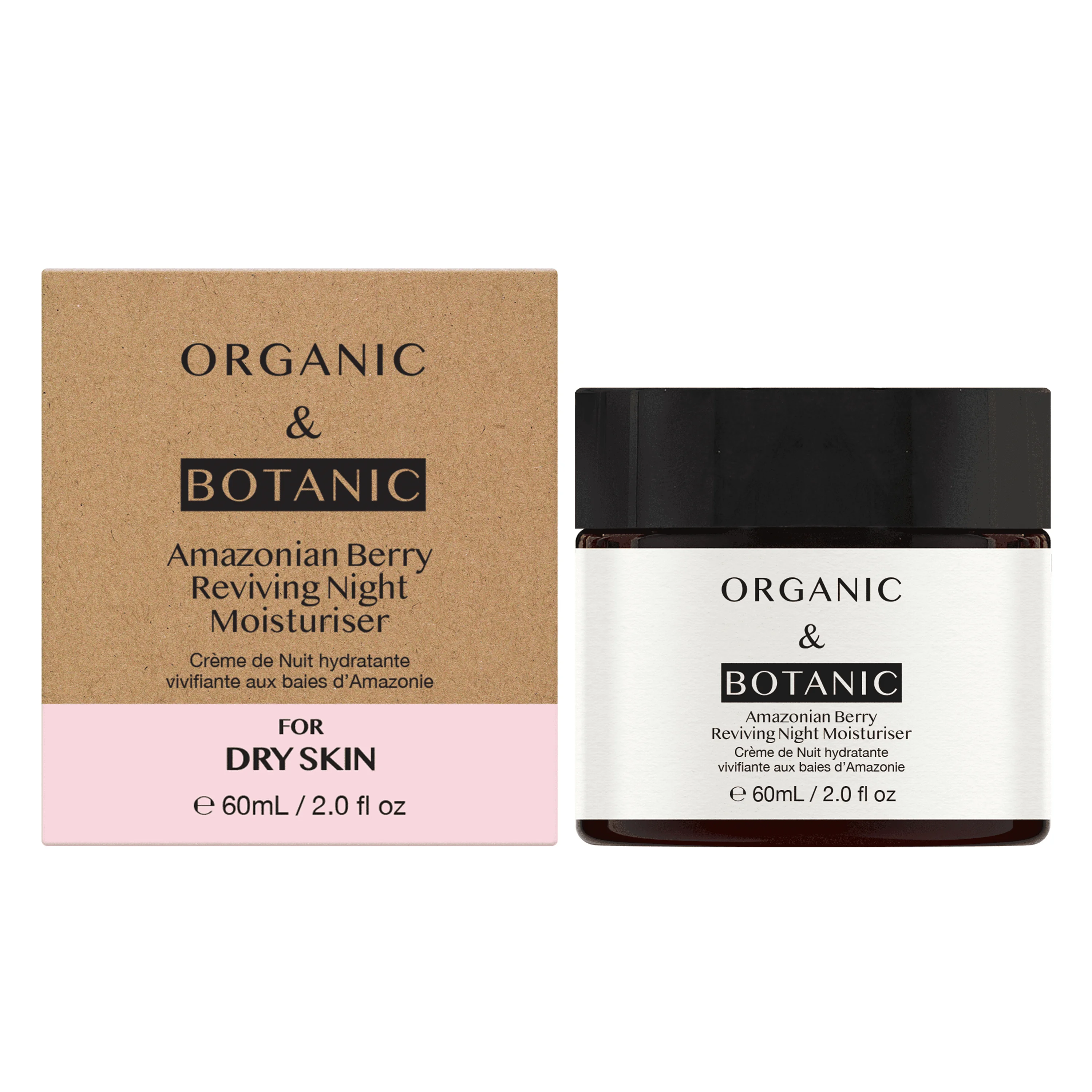 Organic & Botanic Amazonian Berry Night Moisturiser with Hyaluronic Acid & Vitamin C 60ml | Hydrating, Anti-Aging Formula