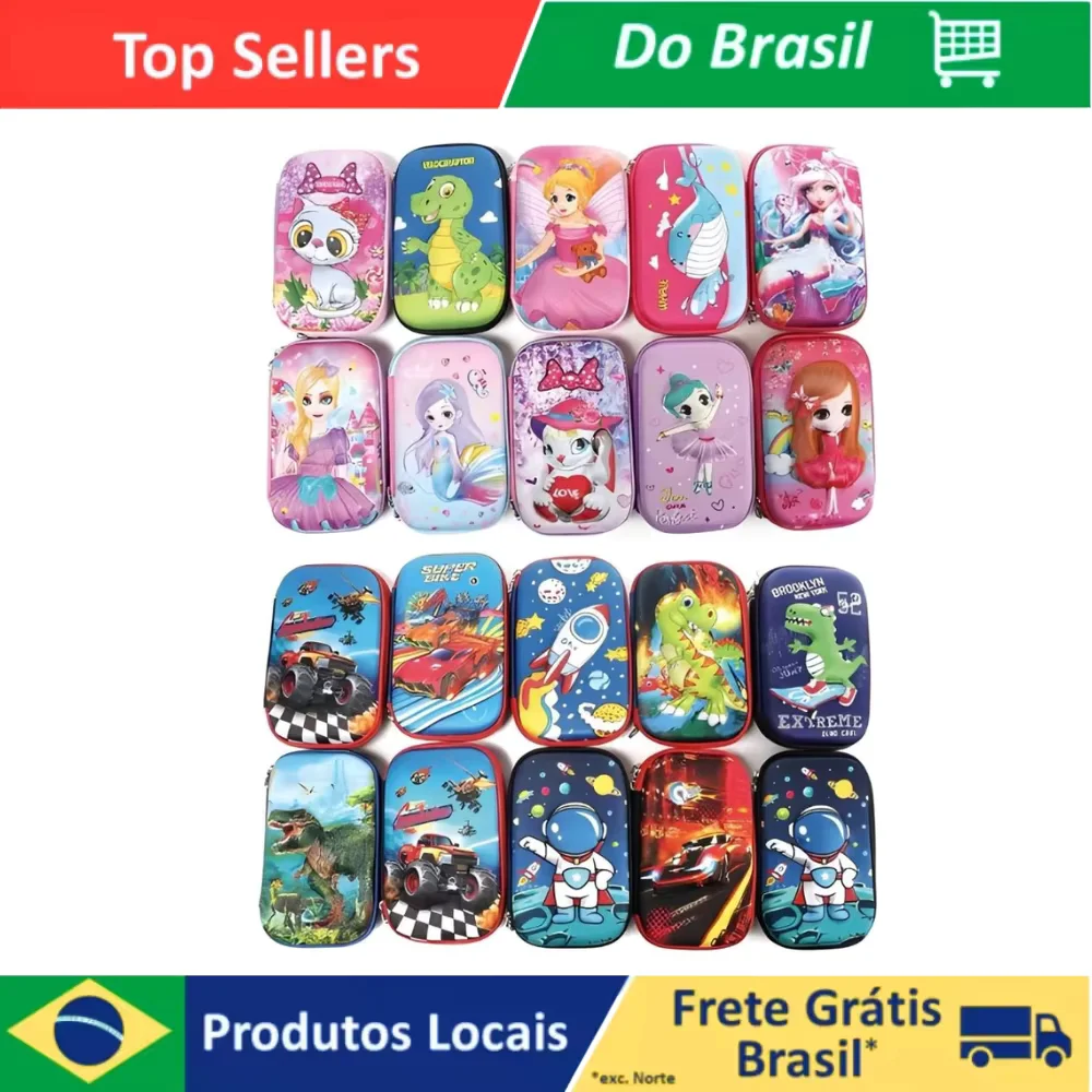 Estojo Escolar Infantil 3D Com 3 Divisórias Grande Estampado Em Alto Relevo Bolsa De Lápis De Corrida Para Crianças