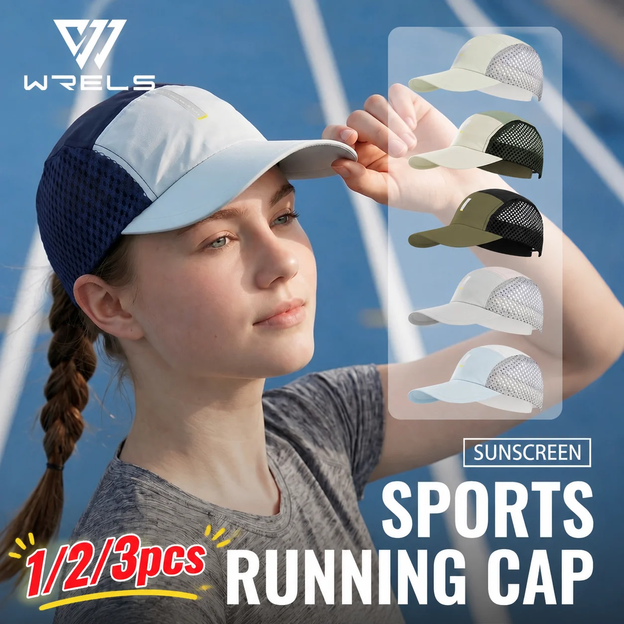 wrels-1-2-3pcs-summer-sports-running-cap-men-women-lightweight-packable-cap-adjustable-baseball-tennis-golf-outdoor-visor-cap