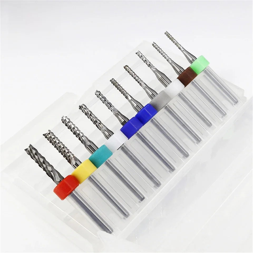 VACK 10 sztuk/partia frez palcowy 0.5-3.175mm węglik kukurydziany wolfram PCB zestaw frezów PCB maszyna router Bit grawerowanie narzędzia do frezów palcowych — zdjęcie 2
