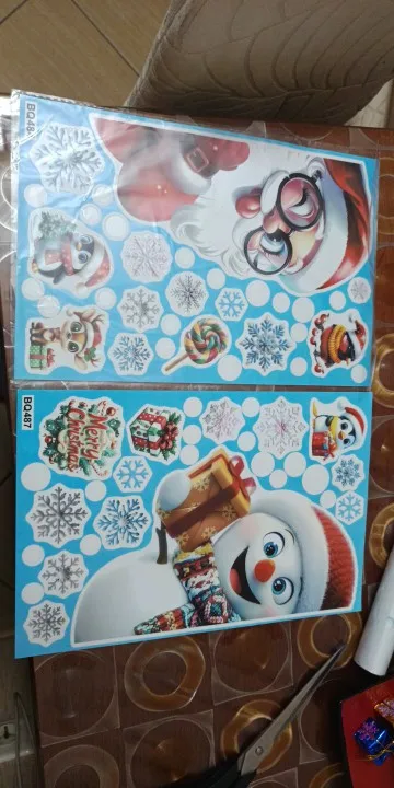2025 Christmas Static Window Clings - Gingerbread Man Snowman Snowflake & Santa Claus Decals for Xmas Holiday Party Decorations photo review