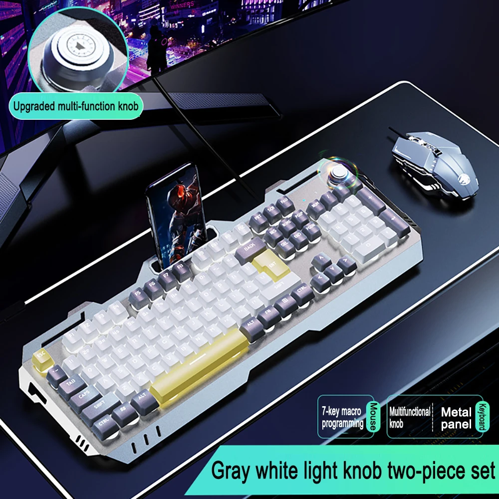 

Wired 104 Keys Keyboard Set Dual Color USB Type-c Wired ABS Mechanical Gamer Keycaps Keyboard Gaming Keyboard For Laptop Gamers