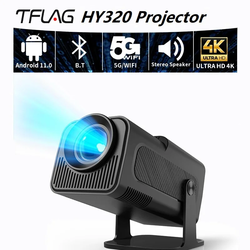 HY320 Projector 4K Native 1080P Android 11 Dual WIFI6 390ANSI BT5.0 Beam projector for Home theater projector Upgrated HY300