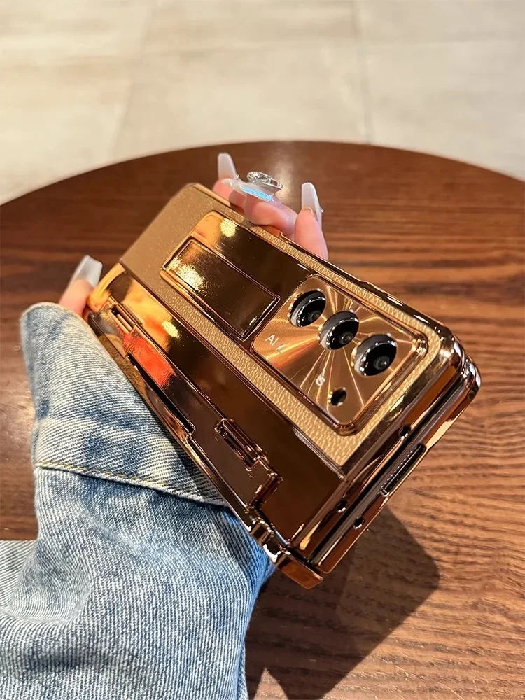 Jednoczęściowa folia ochronna na szkło z zawiasami do Z Fold 8, skórzana podstawka z powłoką galwaniczną, etui ochronne do Samsung Galaxy Z Fold7 4 5 6 — zdjęcie produktu 7