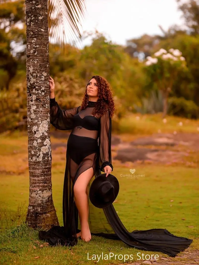 Vestido de gravidez, tecido maternidade, manga comprida, forro de gola alta, bodysuit para sessão fotográfica, sessão em estúdio