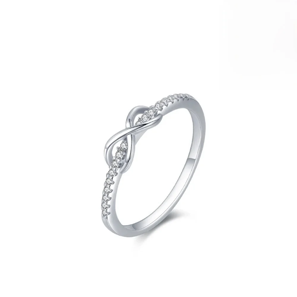 CWWZircons Fine 925 Sterling Silver Twisted Wedding Promise Ring dla kobiet Infinite Design Micro Pave CZ Chic Jewelry Gift SR030 — zdjęcie 2