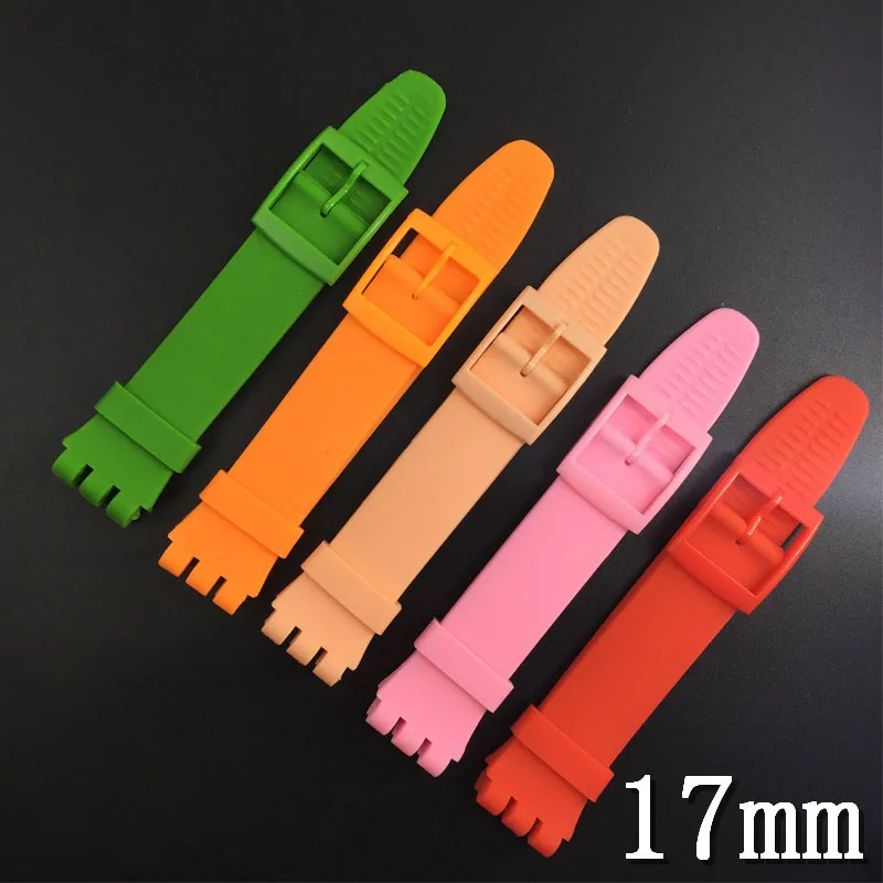 Soft Color Silicone Strap para Swatch, borracha esportiva impermeável, acessórios de relógio, 16mm, 17mm, 19mm, 20mm